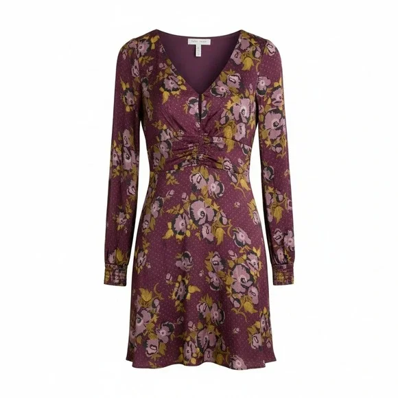 Not For Sale Free People Women Dress Purple S Morning Light Floral Mini Polka - Picture 2 of 11